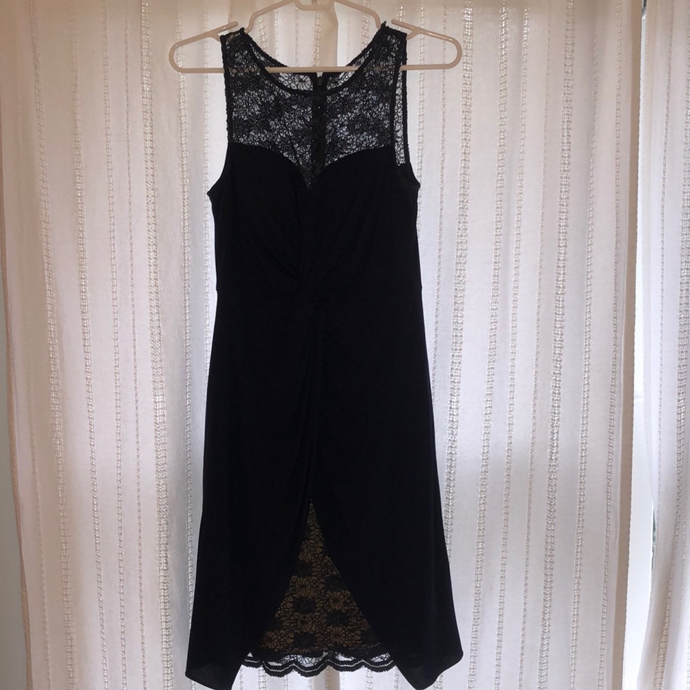 Alex Evenings Short Navy Dress with Lace Detailing